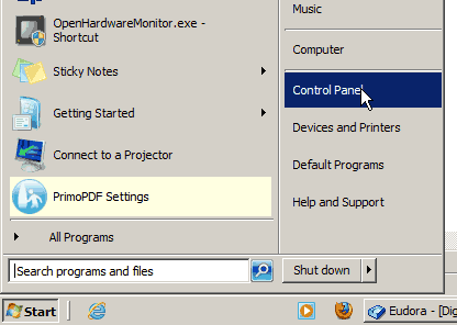 go to Windows 7 Control Panel