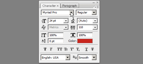 Select Myriad Pro font