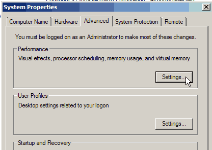 System dialog Windows 7
