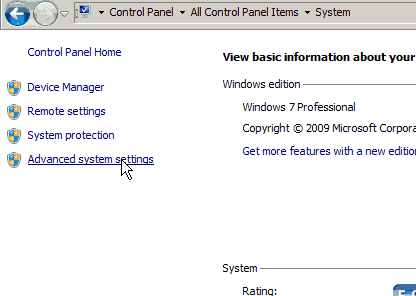 System Windows 7 Control Panel